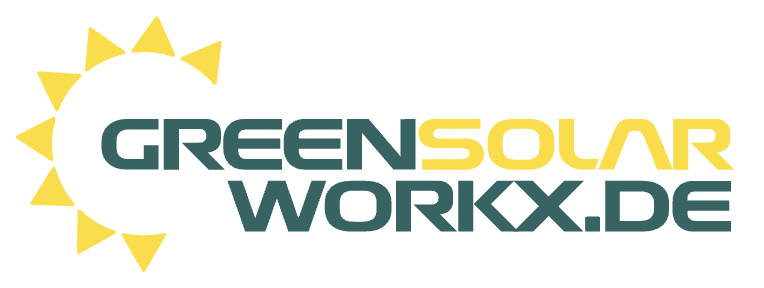 Logo von GreenSolarWorkx.de mit Sonnensymbol.